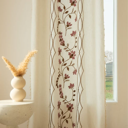 Ownkoti Floral Vine Light  Filtering Curtain with Tassels - image 7