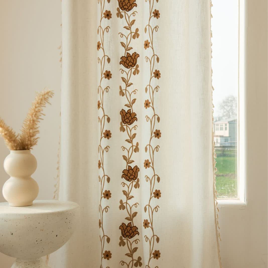 Ownkoti Rose Floral Vine Tassel Curtain - image 5