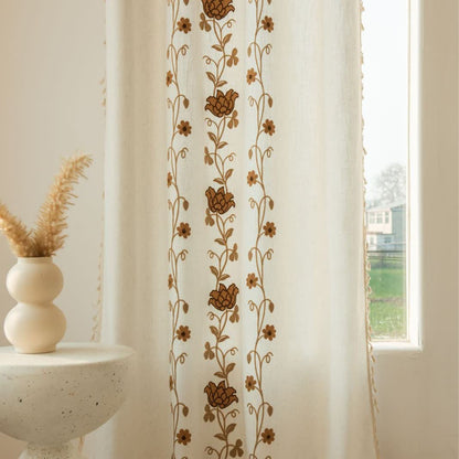 Ownkoti Rose Floral Vine Tassel Curtain - image 5