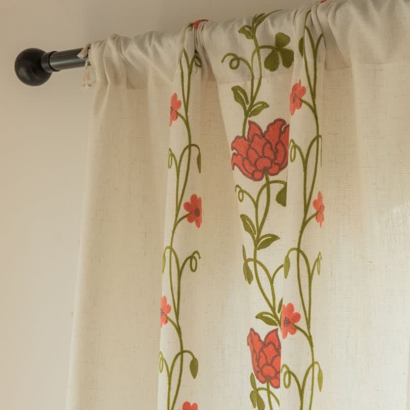 Ownkoti Rose Floral Vine Tassel Curtain - image 11