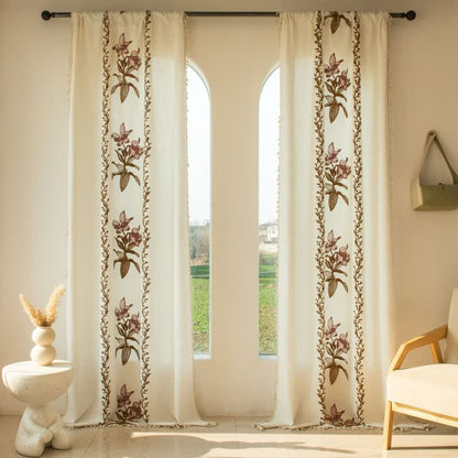 Ownkoti Lily Floral Light  Filtering Curtain with Tassels - Purple - Grommet - 59" x 110" - image 4