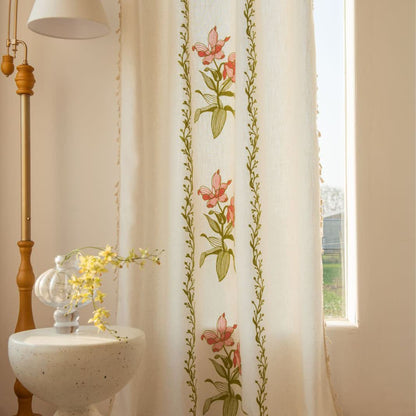 Ownkoti Lily Floral Light  Filtering Curtain with Tassels - image 11