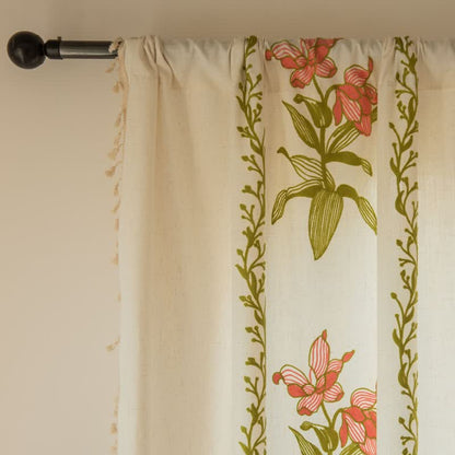Ownkoti Lily Floral Light  Filtering Curtain with Tassels - image 12