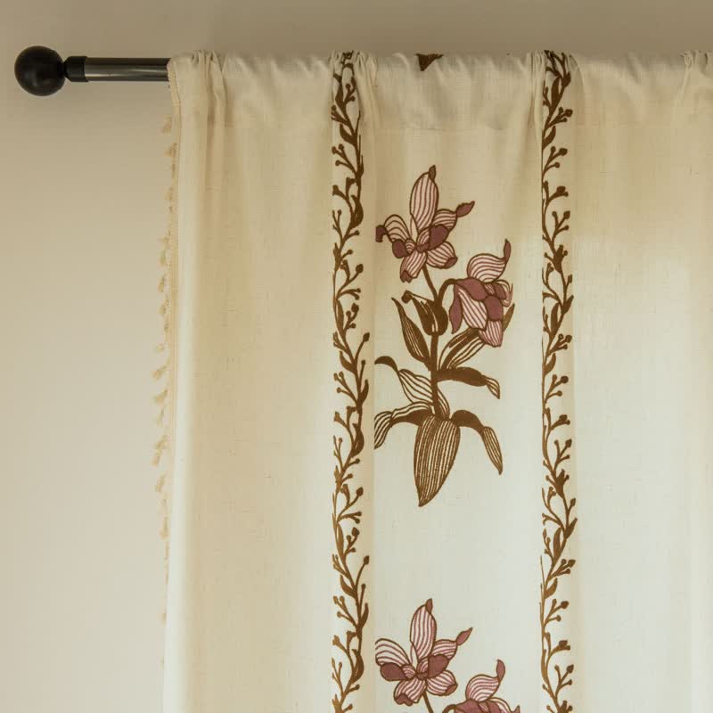 Ownkoti Lily Floral Light  Filtering Curtain with Tassels - image 8