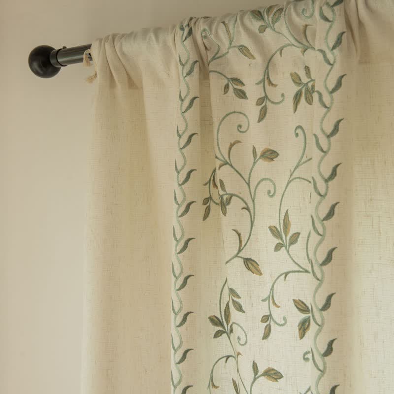 Ownkoti Botanical Floral Light Filtering Curtain with Tassels - image 5