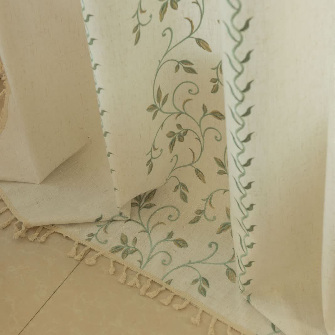 Ownkoti Botanical Floral Light Filtering Curtain with Tassels - image 4