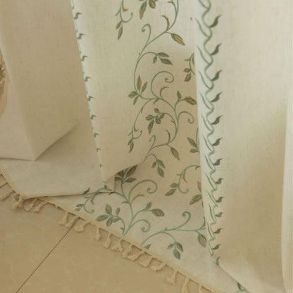 Ownkoti Botanical Floral Light Filtering Curtain with Tassels - image 4