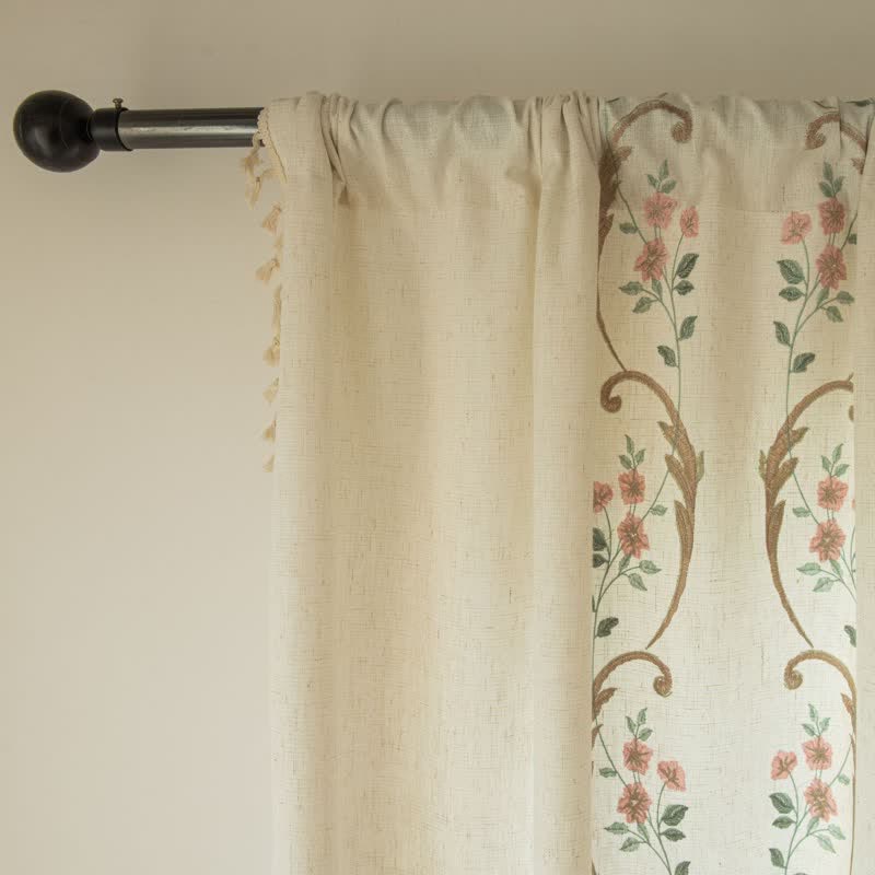 Ownkoti Orchid Floral Light Filtering Curtain with Tassels - image 4