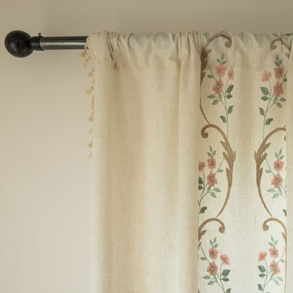 Ownkoti Orchid Floral Light Filtering Curtain with Tassels - image 4