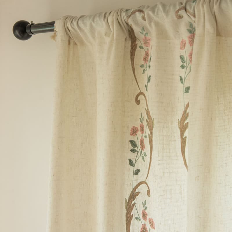 Ownkoti Orchid Floral Light Filtering Curtain with Tassels - image 5