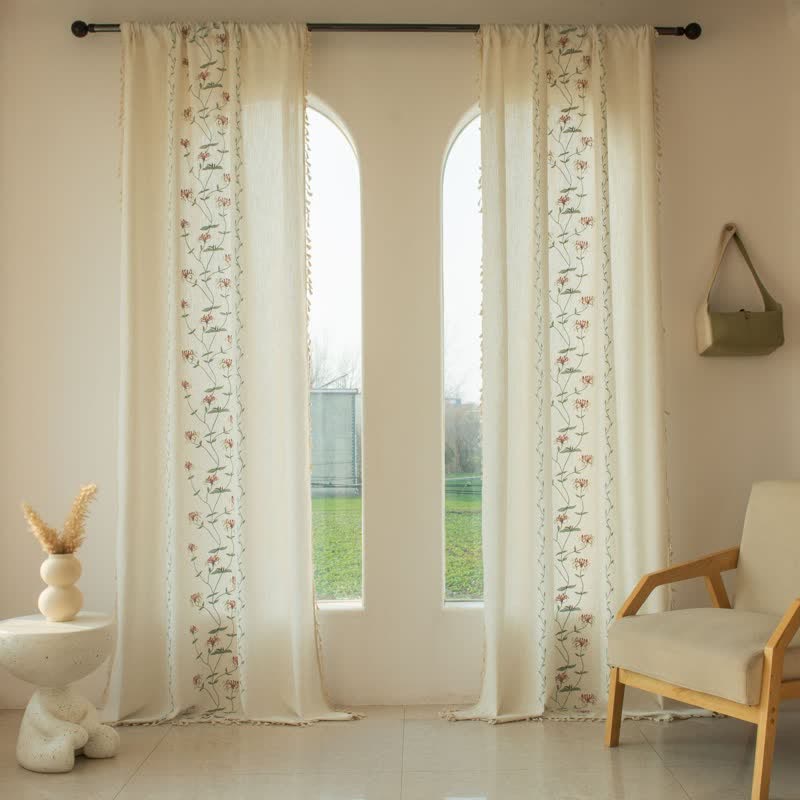 Ownkoti Red Spider Lily Curtain with Tassels - image 1