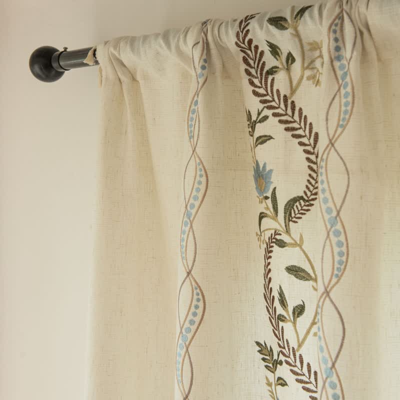 Ownkoti Spiral Leaf Floral Curtain with Tassels - image 7