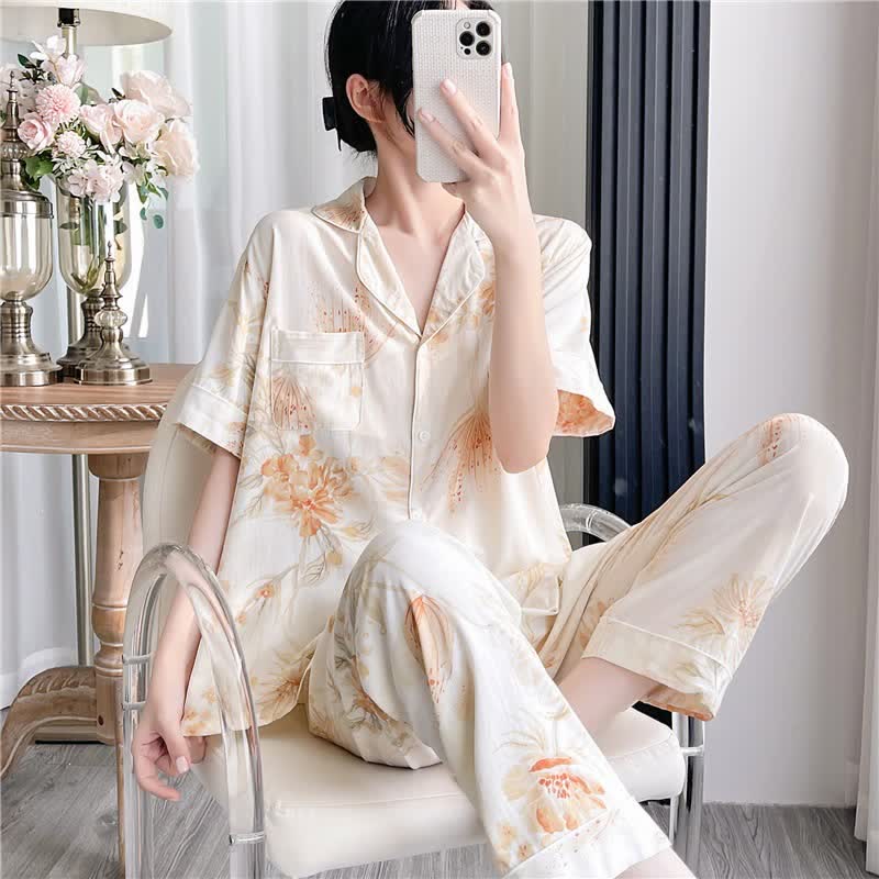Ownkoti Elegant Blooming Floral Silky Loungewear Set - image 3