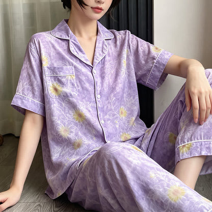 Ownkoti Artistic Style Sunflower Silky Loungewear Set - image 3