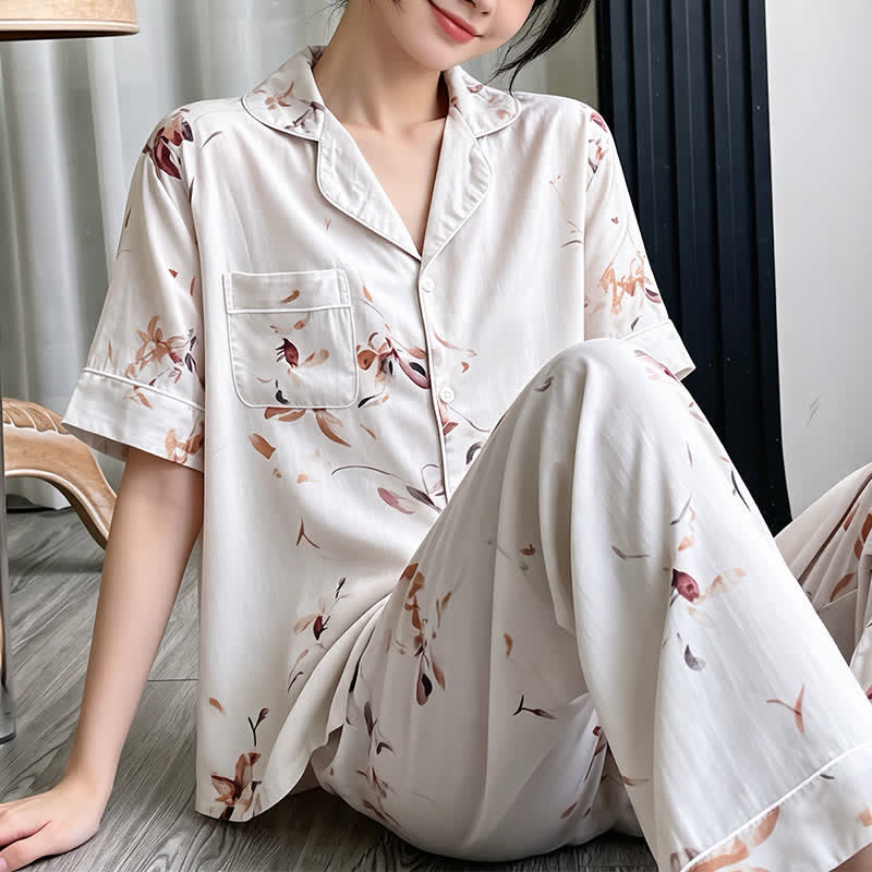 Ownkoti Artistic Style Floral Silky Loungewear Set - image 3