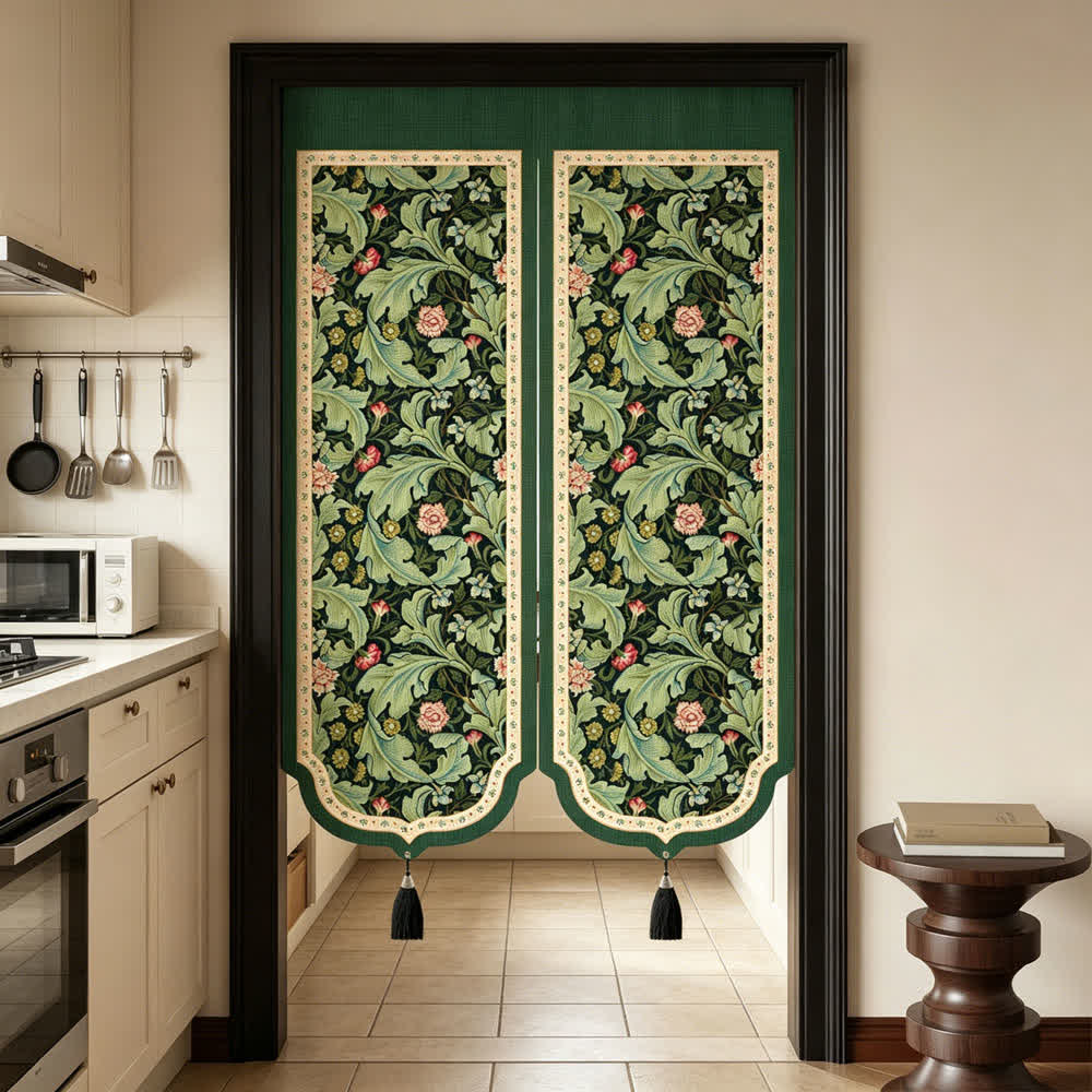 Ownkoti Vintage Floral Door Curtain With Tassels - image 3