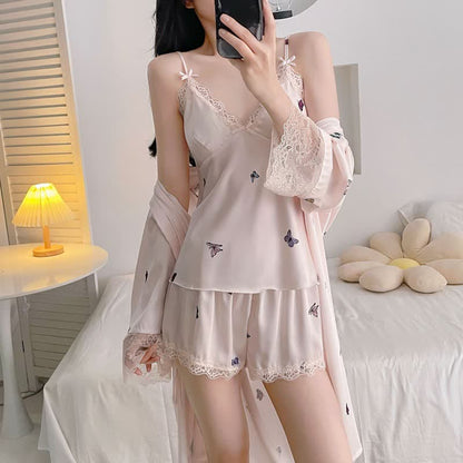 Ownkoti Butterfly Silky Lace Trim Cami Pajama Set - image 6