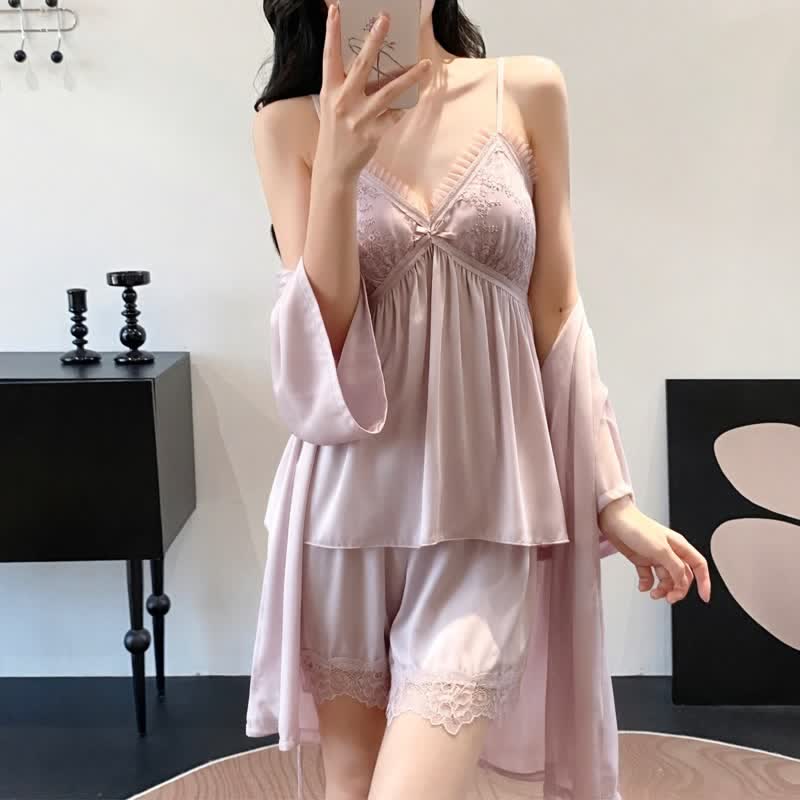 Ownkoti Elegant Lace Trim Loungewear Set - image 21