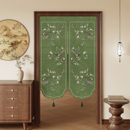 Ownkoti Floral Bird Room Divider Door Curtain - Green - 39"W x 55"L - image 0