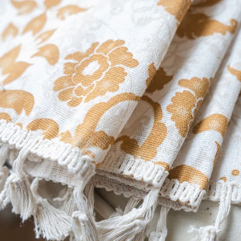 Ownkoti Vintage Yellow Pattern Curtain with Tassel - image 4