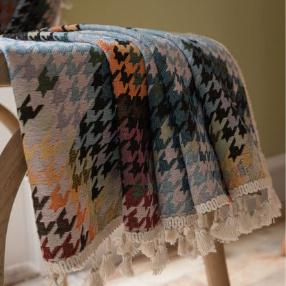 Ownkoti Colorful Houndstooth Jacquard Curtain with Tassel - image 3