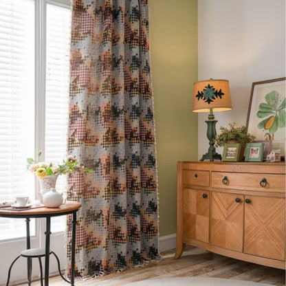 Ownkoti Colorful Houndstooth Jacquard Curtain with Tassel - image 1