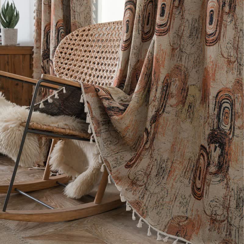 Ownkoti Tree Ring Jacquard Curtain with Tassel - image 2