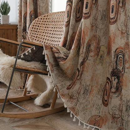 Ownkoti Tree Ring Jacquard Curtain with Tassel - image 2