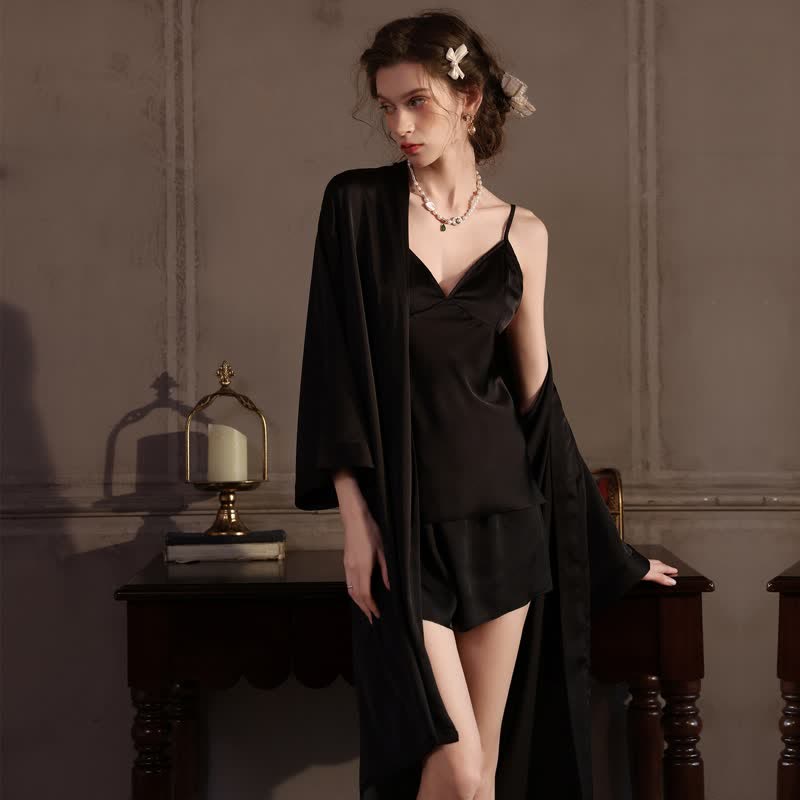 Ownkoti Solid Color Silky Cami Pajama Set(3PCS) - image 10