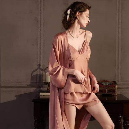 Ownkoti Solid Color Silky Cami Pajama Set(3PCS) - image 5