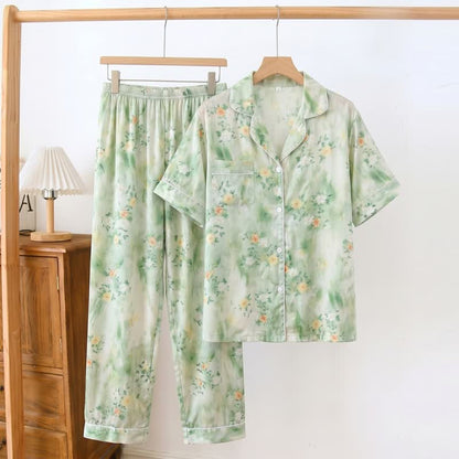Ownkoti Refresh Floral Silky Loungewear Set - Green - 2XL - image 0