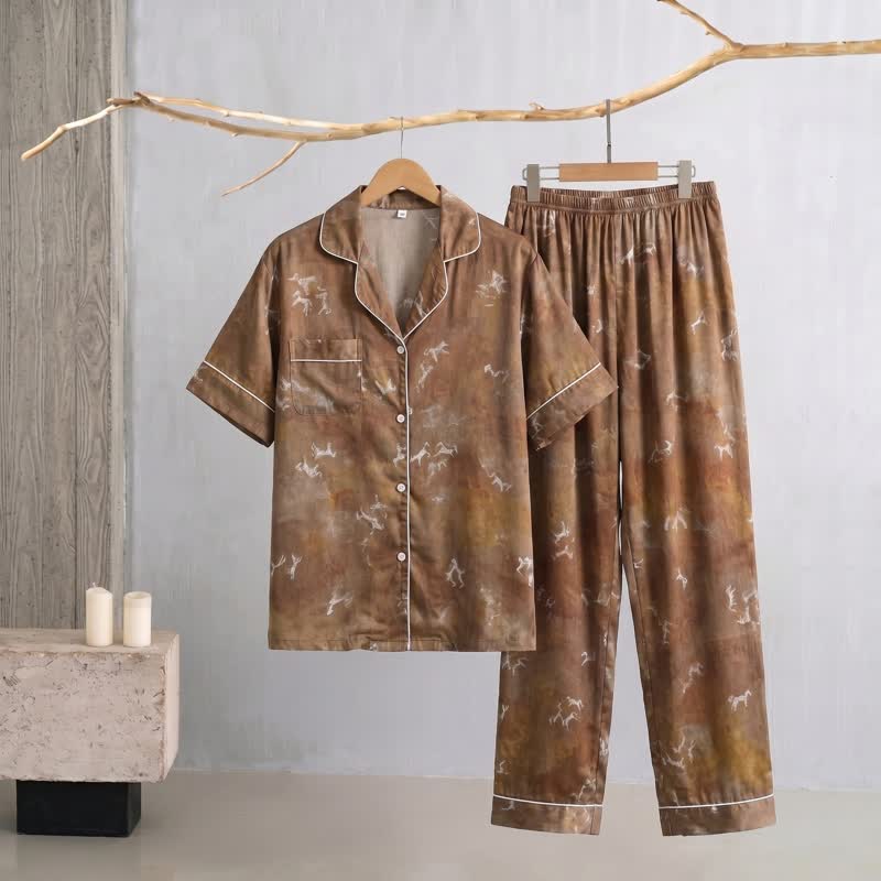 Ownkoti Brown Horse Silky Loungewear Set - image 2