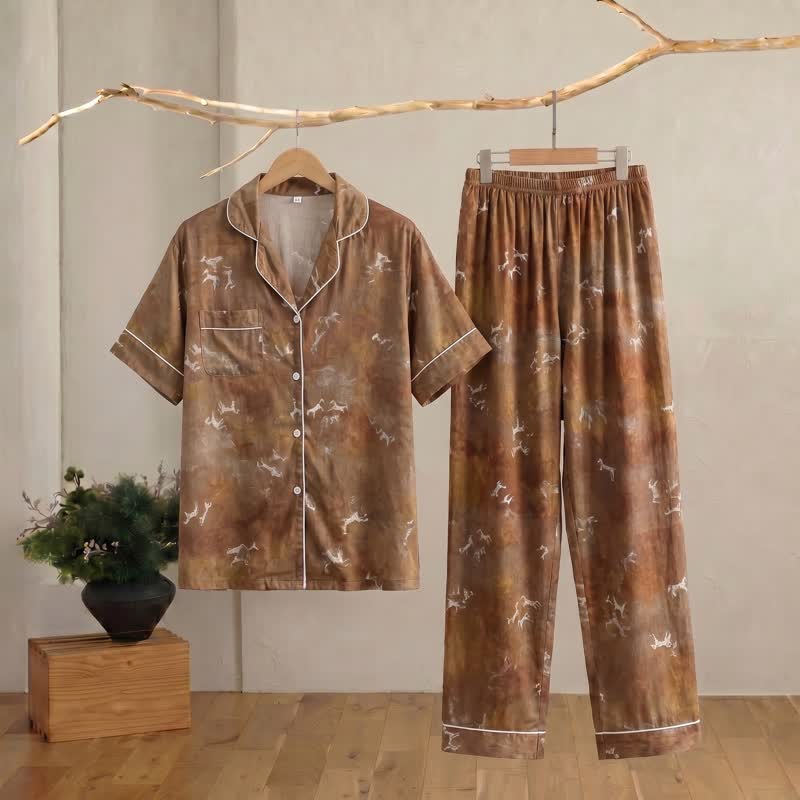 Ownkoti Brown Horse Silky Loungewear Set - image 1