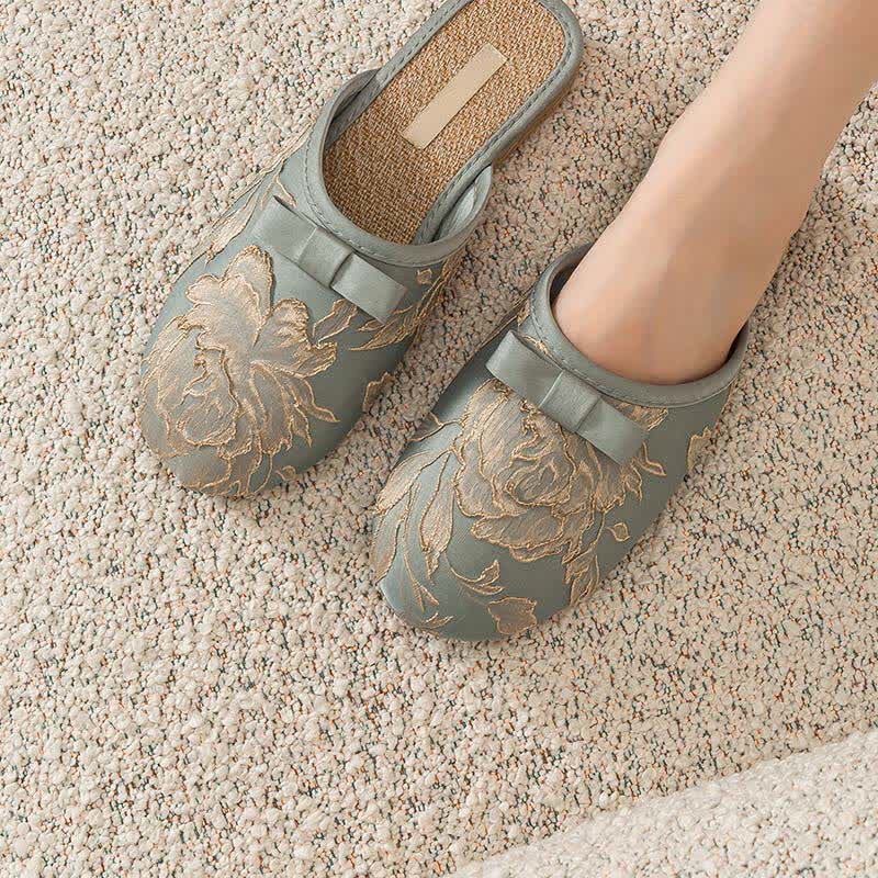 Ownkoti Embroidery Linen Slippers with Closed Toe - image 4