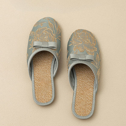 Ownkoti Embroidery Linen Slippers with Closed Toe - image 7