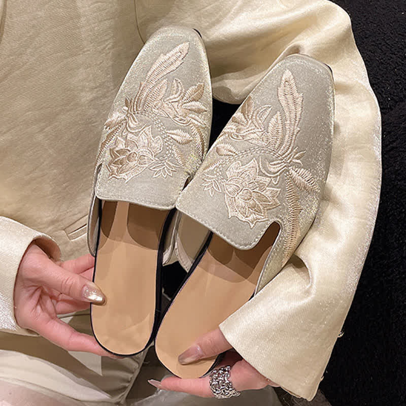 Ownkoti Elegant Floral Embroidery Pointed-Toe Mules - image 11
