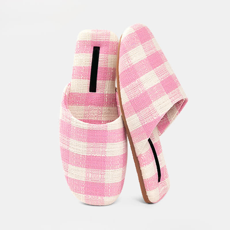 Ownkoti Chic Plaid Cotton-Linen Anti-Slip Slippers - image 9