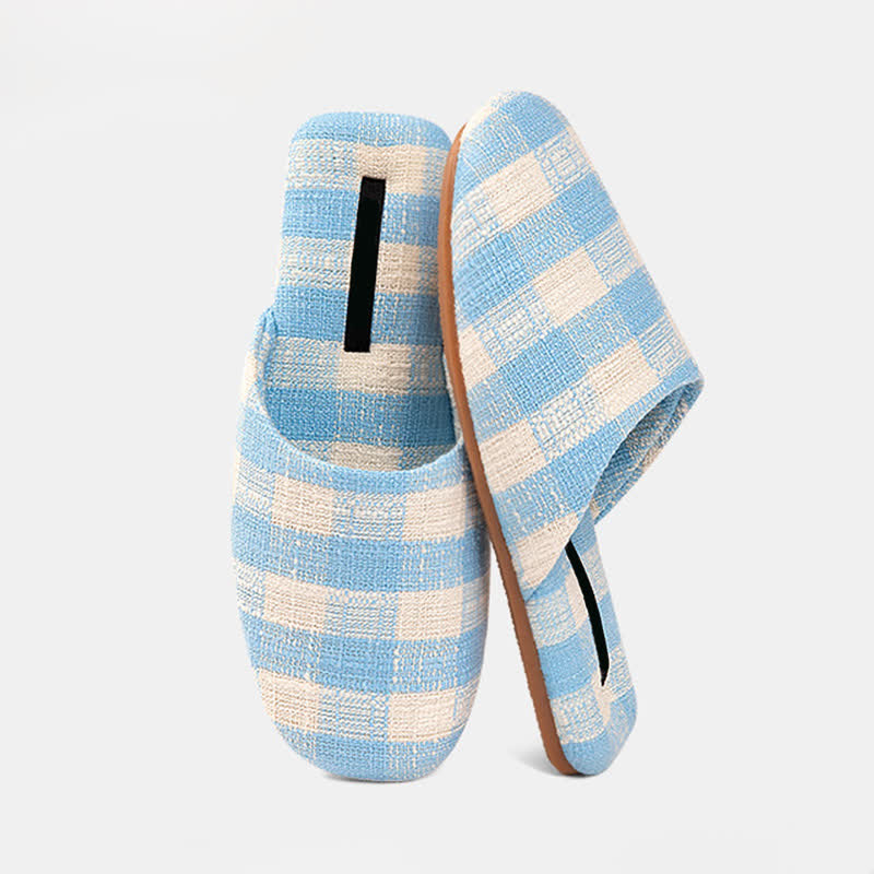 Ownkoti Chic Plaid Cotton-Linen Anti-Slip Slippers - image 11