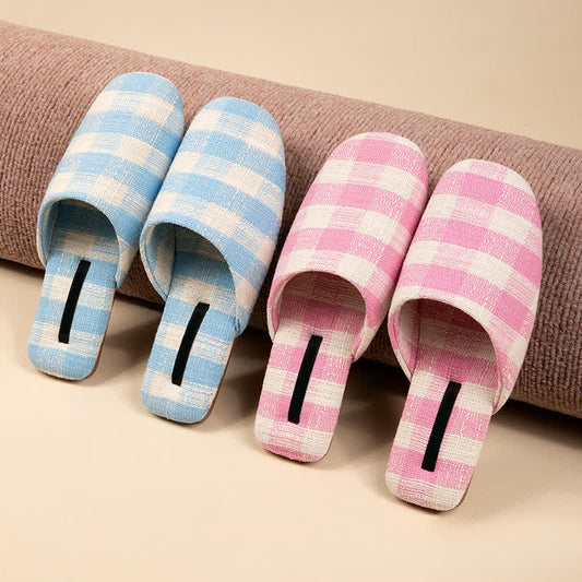 Ownkoti Chic Plaid Cotton-Linen Anti-Slip Slippers - image 0