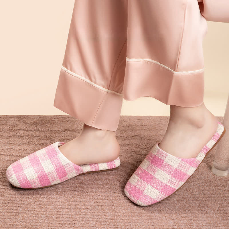 Ownkoti Chic Plaid Cotton-Linen Anti-Slip Slippers - image 4