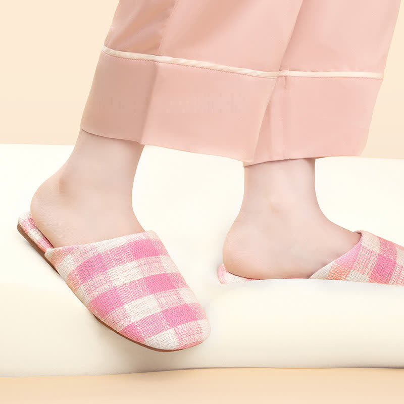 Ownkoti Chic Plaid Cotton-Linen Anti-Slip Slippers - image 3
