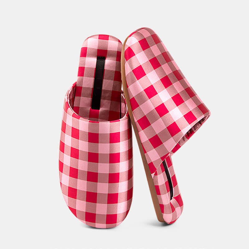 Ownkoti Breathable Satin-Touch Plaid House Shoes - image 8