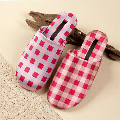 Ownkoti Breathable Satin-Touch Plaid House Shoes - image 1