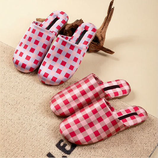 Ownkoti Breathable Satin-Touch Plaid House Shoes - image 0
