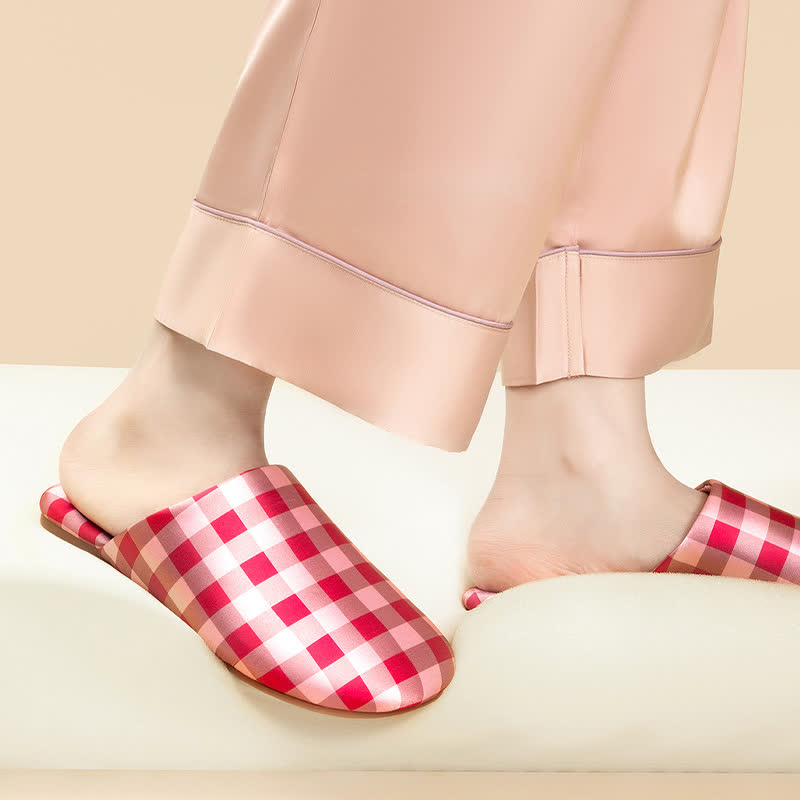 Ownkoti Breathable Satin-Touch Plaid House Shoes - image 3
