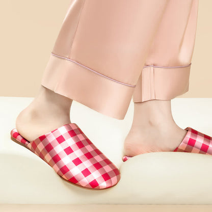 Ownkoti Breathable Satin-Touch Plaid House Shoes - image 3