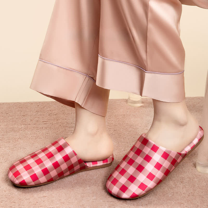 Ownkoti Breathable Satin-Touch Plaid House Shoes - image 4