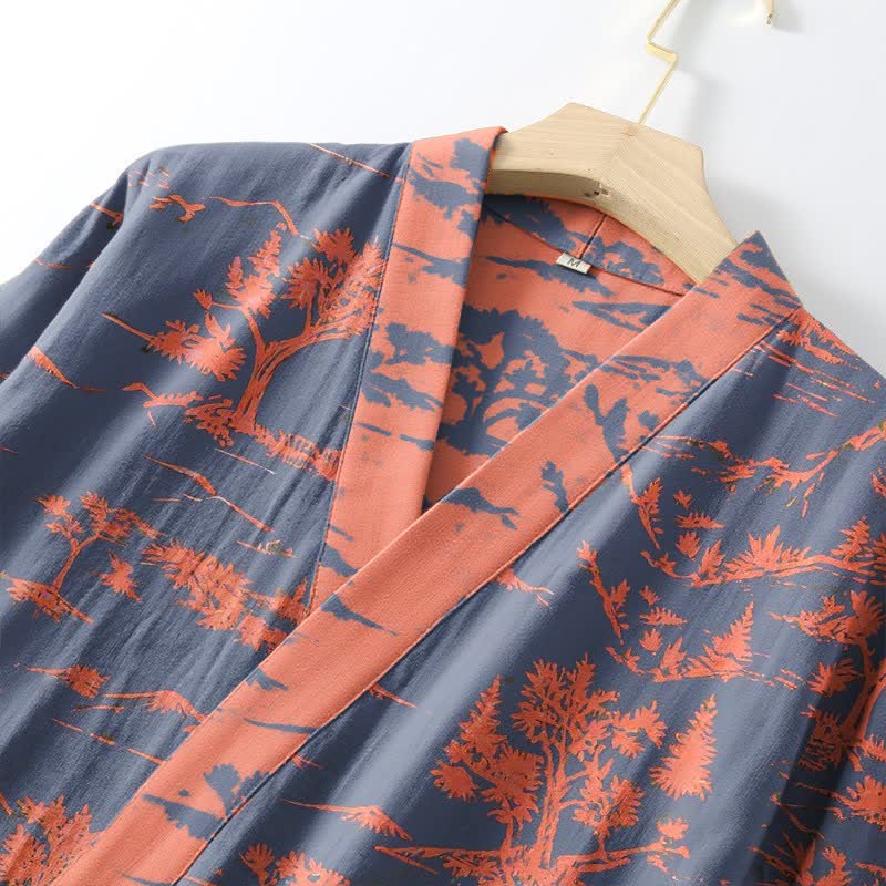 Ownkoti Unisex Mountain & Tree Cotton Gauze Kimono Robe - image 4