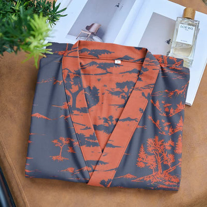 Ownkoti Unisex Mountain & Tree Cotton Gauze Kimono Robe - image 3
