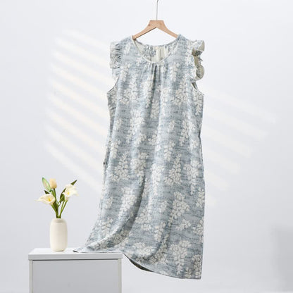 Ownkoti Elegant Botanical Pure Cotton Sleeveless Nightgown - image 2